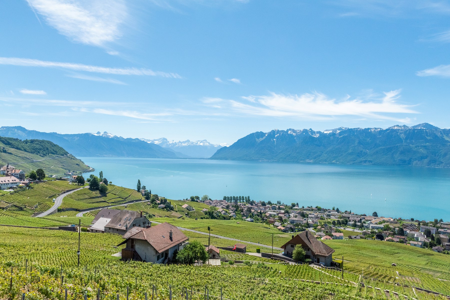 Plan d'eau du Léman entre Amphion et Lugrin, paysage de la rive sud